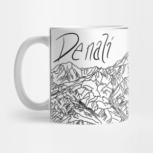 Denali Line Drawing Named Mug